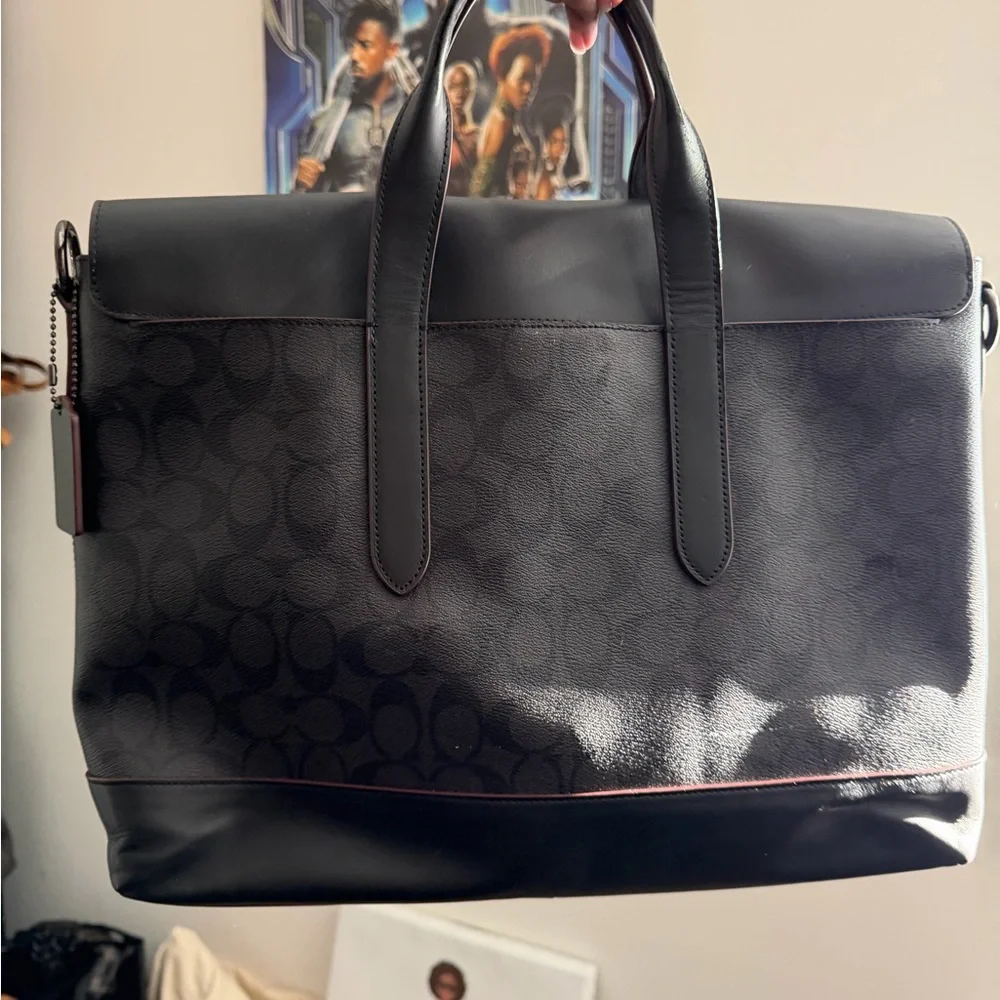 Coach Black Signature Canvas & Leather Brief Bag - Picture 2 of 7